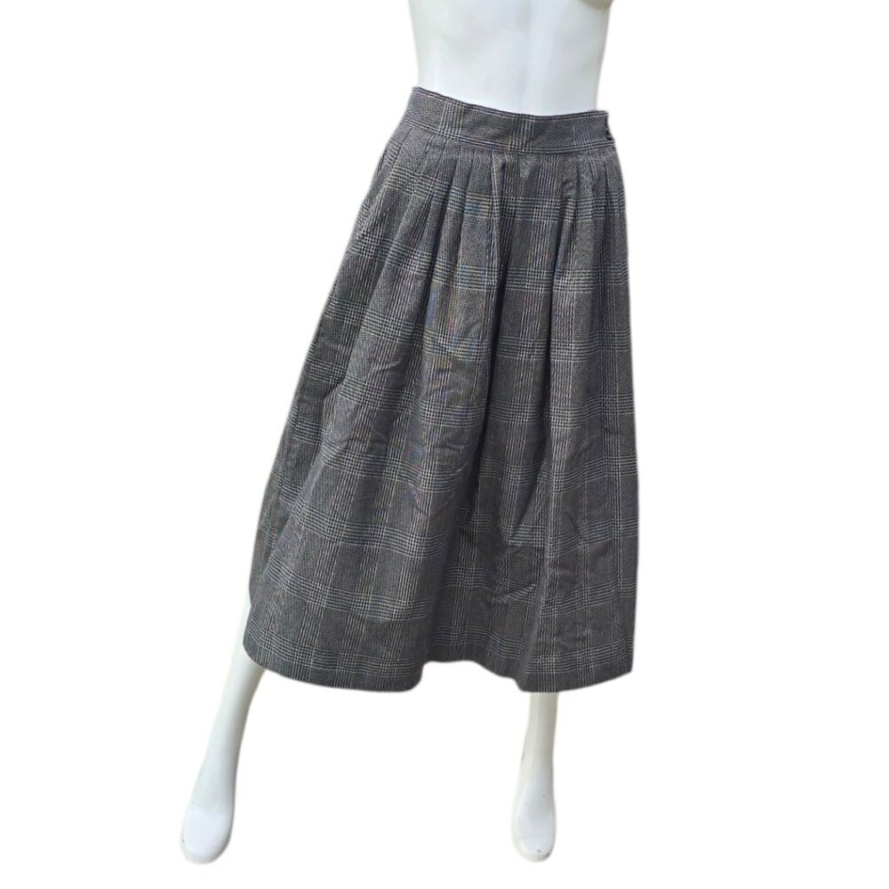Vintage CASABLANCA A-Line Midi Plaid Skirt Sz 6